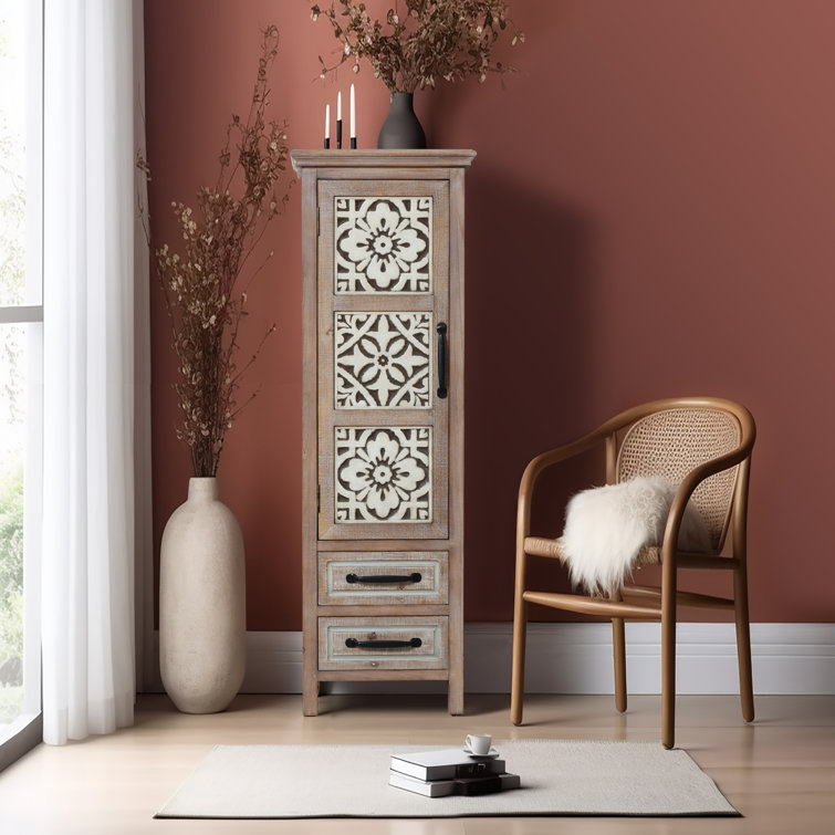 Luxen home metal and deals wood tall tower cabinet